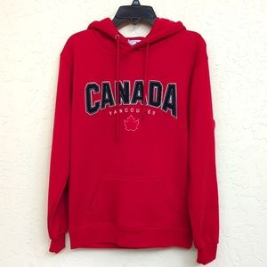 Northern Vibe Kids Red Vancouver Canada Hoodie with Pocket Size 12 (Large)